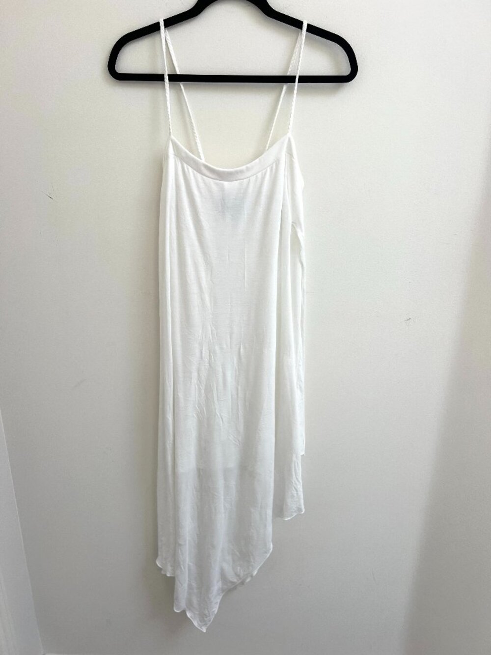 Letarte White Braided Strap Asymmetric High Low Back Tie Beach Dress M